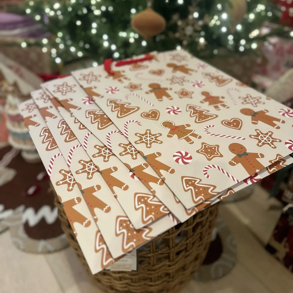 5 X Target dollar spot bullseye wondershop gingerbread man girl gift bag